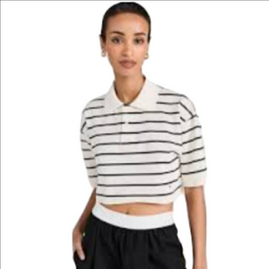 Massimo Dutti Polo Shirt Black Stripes Size XL